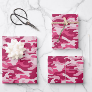 Feuille De Papier Cadeau Camouflage rose