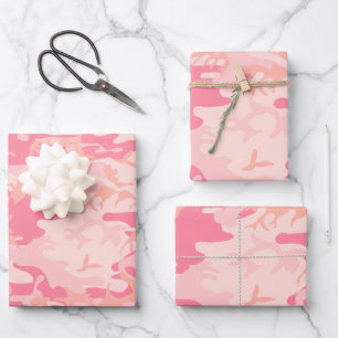 Feuille De Papier Cadeau Camouflage rose, Armée