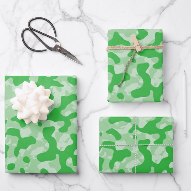 Feuille De Papier Cadeau Camouflage vert (Recto)