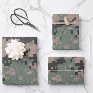 Feuille De Papier Cadeau Camouflage vert Pixel