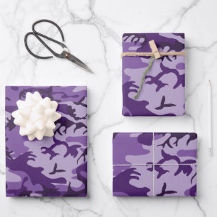 Feuille De Papier Cadeau Camouflage Violet, Militaire, Armée
