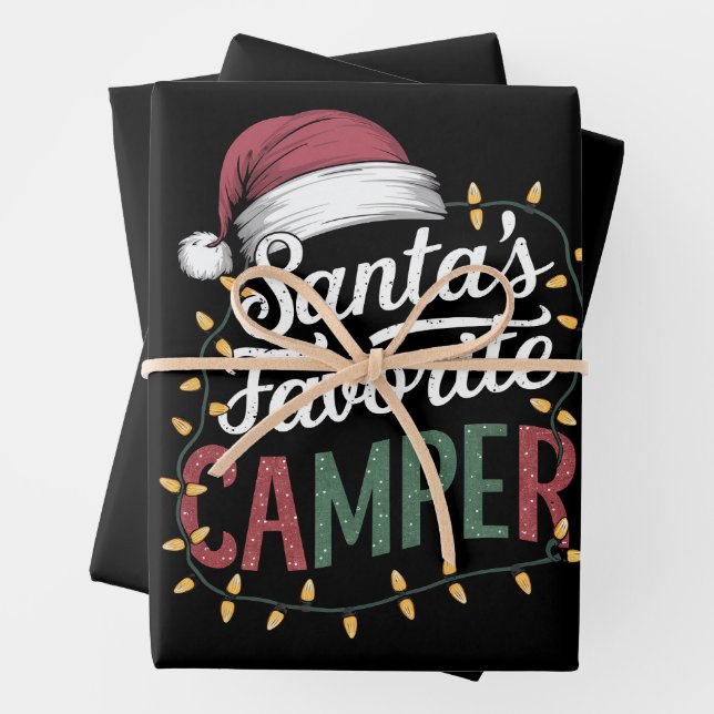 Feuille De Papier Cadeau Camping Noël Père Noël Favori Camper Cadeau (En situation)