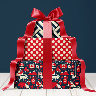 Feuille De Papier Cadeau Canada Noël Canadien Hiver Motif Élan