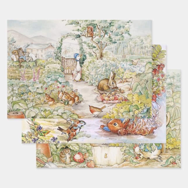 Feuille De Papier Cadeau Canard classique dans un jardin (Lot)