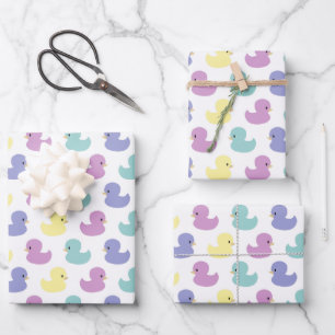 Feuille De Papier Cadeau Canard en caoutchouc mignon Fête de bébé de genre 