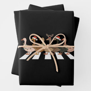 Feuille De Papier Cadeau Canards de Noël Drôles Animaux Cadeau de Noël pour