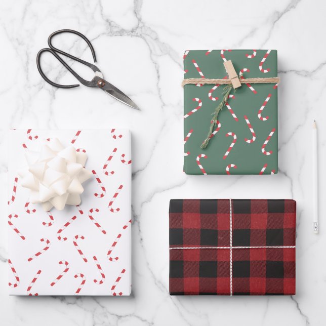 Feuille De Papier Cadeau Candy cane wrapping paper (Recto)