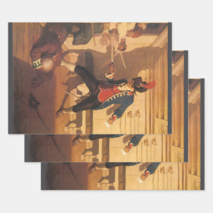 Feuille De Papier Cadeau Capitaine Pirate de style vintage, Combat à l'épée