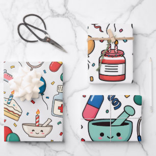 Feuille De Papier Cadeau Capsule de médicament Pharmacien Infirmière Kawaii
