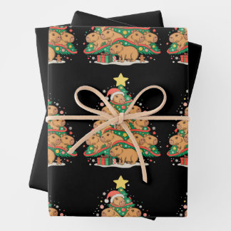 Feuille De Papier Cadeau Capy Christmas Capybara Xmas Tree Holiday Season