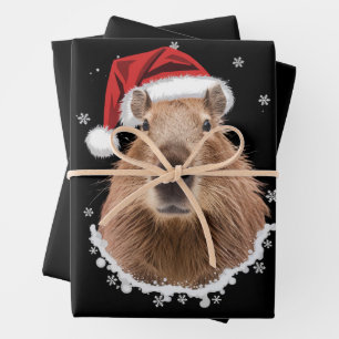 Feuille De Papier Cadeau Capybara Noël drôle 