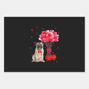 Feuille De Papier Cadeau Carlin mignon Valentines Jour Coeur Amoureux des c
