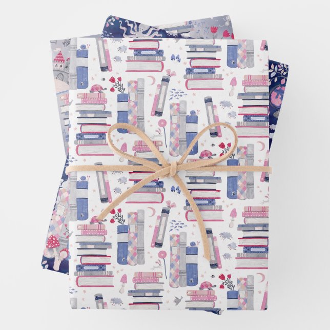 Feuille De Papier Cadeau Carnet de livres de Fairytale Ensemble de trois li (En situation)