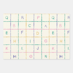 Feuille De Papier Cadeau Carré à carreaux de crayon scolaire avec alphabet 