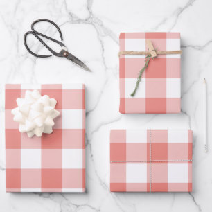 Feuille De Papier Cadeau Carreau Vichy à carreaux écossais corail brûlé