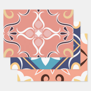 Feuille De Papier Cadeau Carreaux de mosaïque marocaine Motif