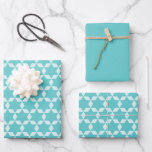 Feuille De Papier Cadeau Carreaux d'étoiles Motif géométrique Turquoise<br><div class="desc">Carrelage étoile Motif géométrique Turquoise. Design de mosaïque moderne dans une jolie nuance de bleu d'oeuf robin qui fonctionne également pour les vacances Hanoukka et juif.</div>