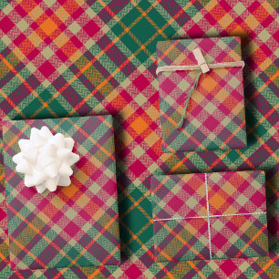 Feuille De Papier Cadeau Carreaux diagonaux modernes en rose fuchsia et ver