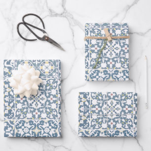 Feuille De Papier Cadeau Carreaux Méditerranéens, Marocains, Majolique, Azu