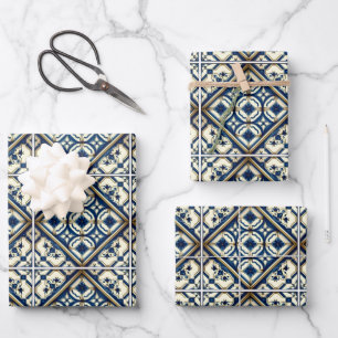Feuille De Papier Cadeau Carreaux méditerranéens, portugais, azulejo, majol
