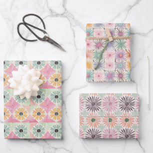Feuille De Papier Cadeau Carrelage Boho du Moyen-siècle Motif avec Pastel S