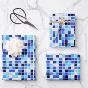 Feuille De Papier Cadeau Carrelage de la piscine, Carrelage en mosaïque ble
