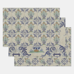 Feuille De Papier Cadeau Carrelage Delft Antique Pot de Fleur Céramique
