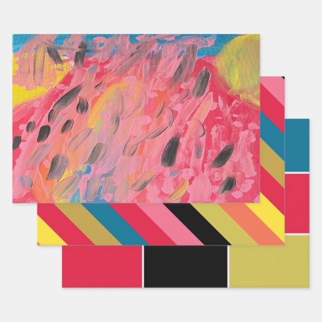 Feuille De Papier Cadeau Carrés Rainbow Waterfall (Lot)