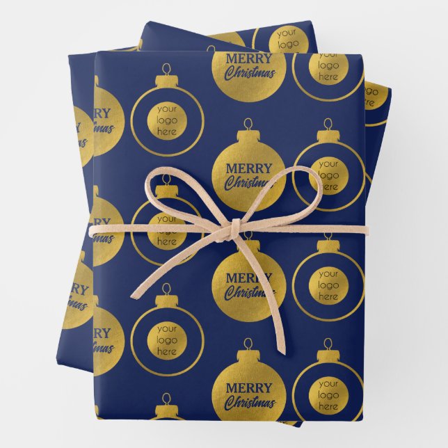 Feuille De Papier Cadeau Carte d'ornement de Noël du logo de l'entreprise (En situation)