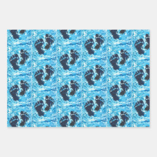 Feuille De Papier Cadeau Carte magnétique d'impression de pied Yeti