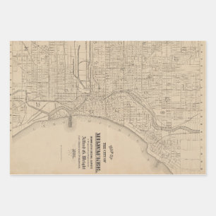 Feuille De Papier Cadeau Carte vintage Milwaukee, Wisconsin