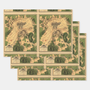 Feuille De Papier Cadeau Carte vintage restaurée de la bataille de Gettysbu