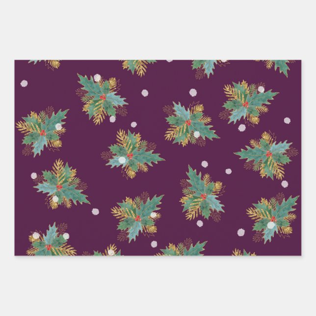 Feuille De Papier Cadeau Cartes de Noël Art (Devant)