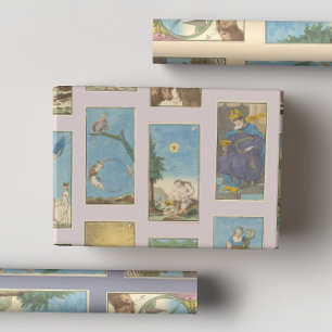Feuille De Papier Cadeau Cartes de Tarot vintages Pastel Peach Pink Purple