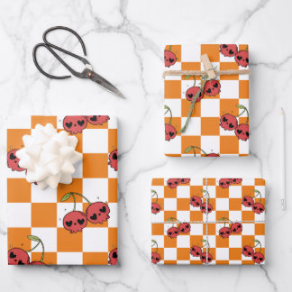 Feuille De Papier Cadeau Carton crâne cerise - Alt esthétique