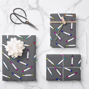 Feuille De Papier Cadeau Carton Crayon Motif gris clair
