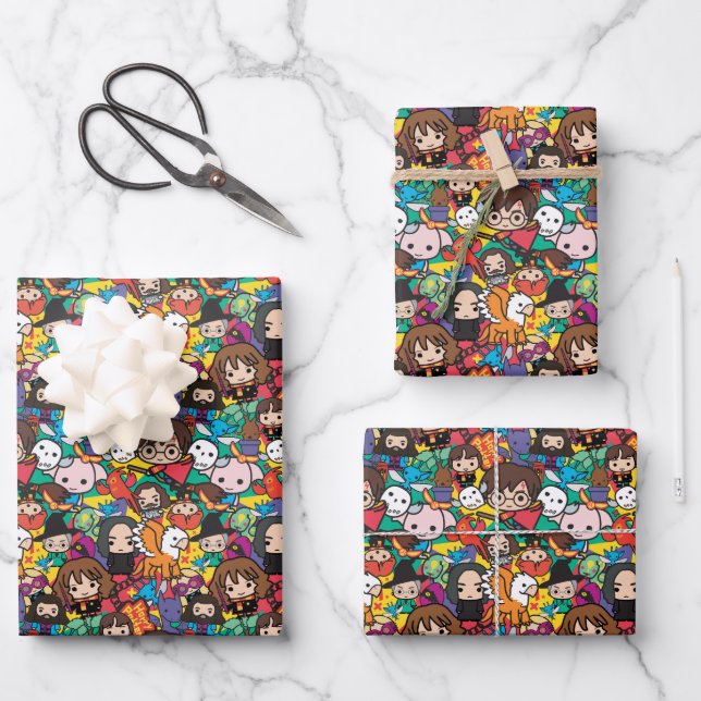 Feuille De Papier Cadeau Cartoon Harry Potter Caractère Toss Motif (Recto)