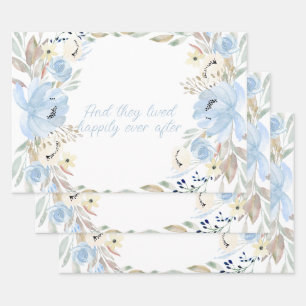 Feuille De Papier Cadeau Cascade bleue Fleurs Cadre personnalisé