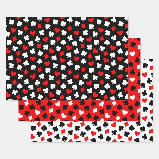 Feuille De Papier Cadeau Casino noir rouge et blanc (Lot)