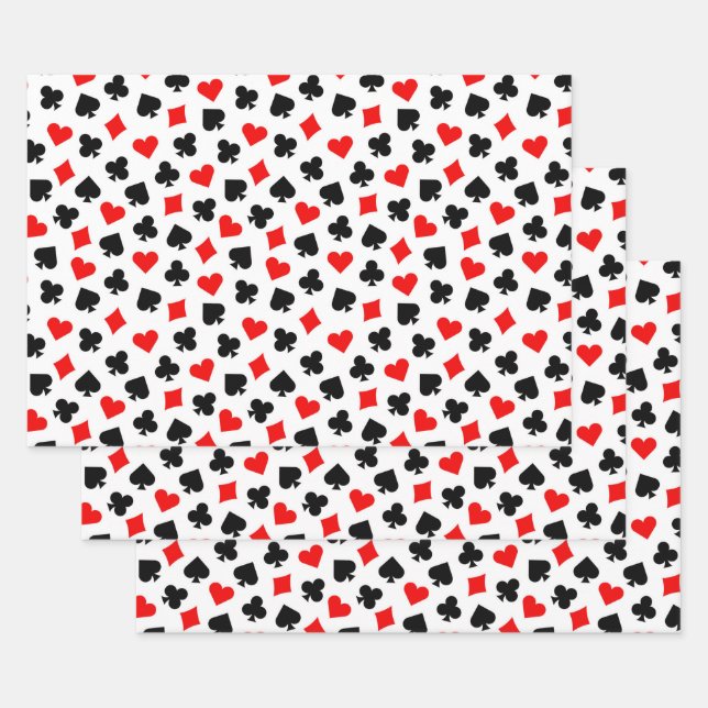 Feuille De Papier Cadeau Casino noir rouge et blanc (Lot)