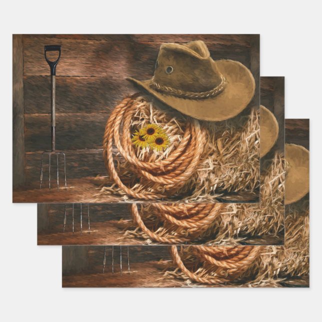 Feuille De Papier Cadeau Casquette Cowboy (Lot)