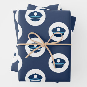 Feuille De Papier Cadeau Casquette de policier