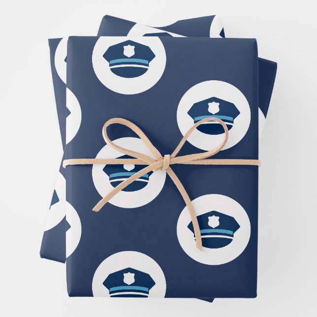 Feuille De Papier Cadeau Casquette de policier (En situation)