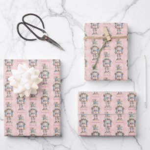 Feuille De Papier Cadeau Casse-Noisette Rose Personnalisé de Noël