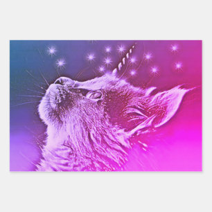 Feuille De Papier Cadeau Caticorn Magical Unicorn Cat sur mesure