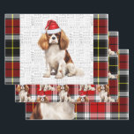 Feuille De Papier Cadeau Cavalier King Charles Christmas Chien vacances Pla<br><div class="desc">Un adorable Cavalier King Charles spaniel est prêt pour la saison des fêtes avec un chapeau de Père Noël. Ce mignon chien de Noël est jumelé à un plaid de vacances rouge et vert sur cet ensemble d'enveloppement cadeau pour l'amoureux des chiens.</div>