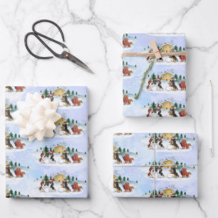 Feuille De Papier Cadeau Cavalier King Charles Spaniel Vacances d'hiver