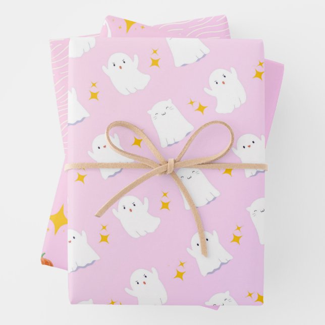 Feuille De Papier Cadeau Cawaii ghost wrapping paper (En situation)