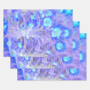 Feuille De Papier Cadeau Ceinture de squelette Cage Floral Purple Bleu Vint