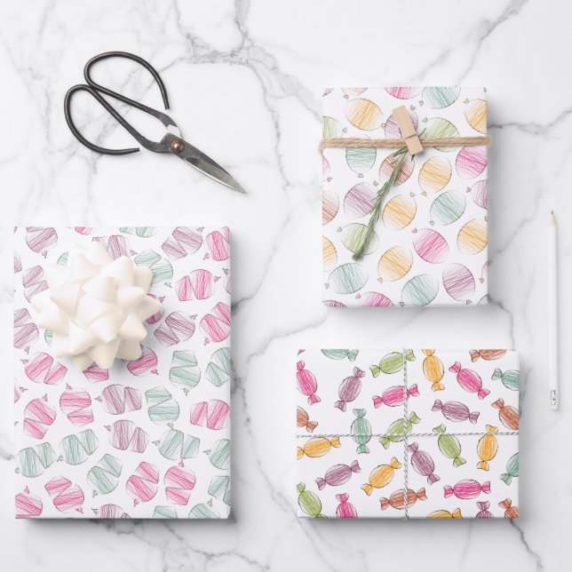 Feuille De Papier Cadeau Célébration Cupcakes, Ballons et Toffees mignonne (Recto)